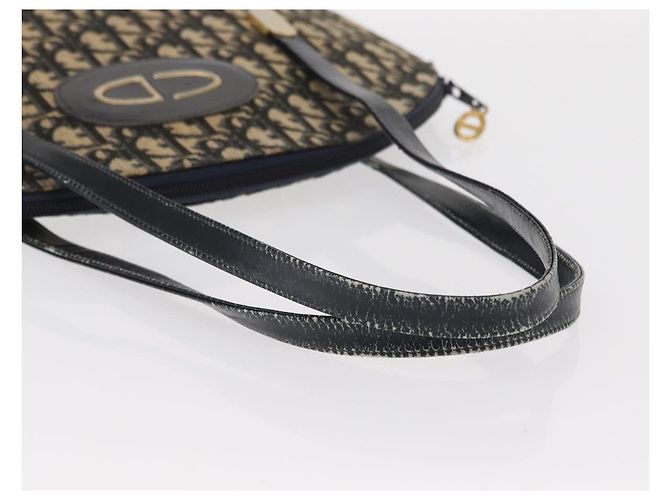 Borsa a mano in tela Trotter Christian Dior blu navy oro Auth 160843 D'oro - vista 7