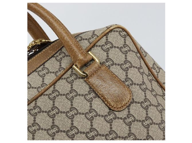 Borsa Boston GUCCI GG Plus Supreme PVC Beige Oro Auth 160615 D'oro - vista 10