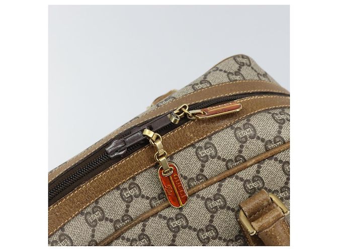 Borsa Boston GUCCI GG Plus Supreme PVC Beige Oro Auth 160615 D'oro - vista 11