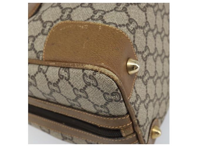 Borsa Boston GUCCI GG Plus Supreme PVC Beige Oro Auth 160615 D'oro - vista 14