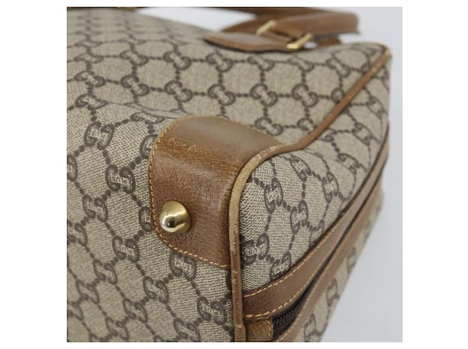 Borsa Boston GUCCI GG Plus Supreme PVC Beige Oro Auth 160615 D'oro - vista 15