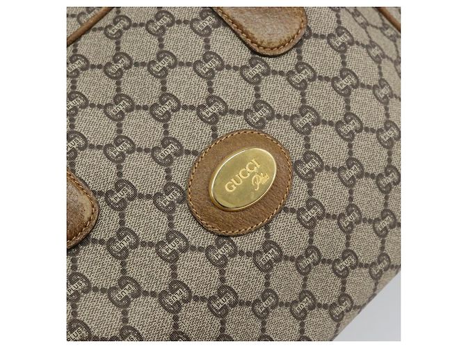 Borsa Boston GUCCI GG Plus Supreme PVC Beige Oro Auth 160615 D'oro - vista 17