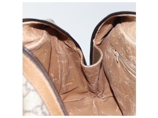 Borsa Boston GUCCI GG Plus Supreme PVC Beige Oro Auth 160615 D'oro - vista 20