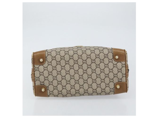 Borsa Boston GUCCI GG Plus Supreme PVC Beige Oro Auth 160615 D'oro - vista 5