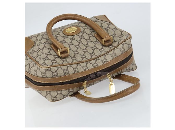 Borsa Boston GUCCI GG Plus Supreme PVC Beige Oro Auth 160615 D'oro - vista 6
