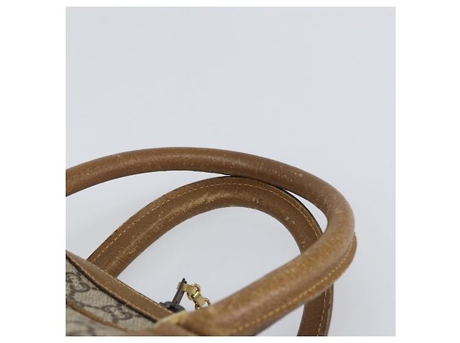 Borsa Boston GUCCI GG Plus Supreme PVC Beige Oro Auth 160615 D'oro - vista 8