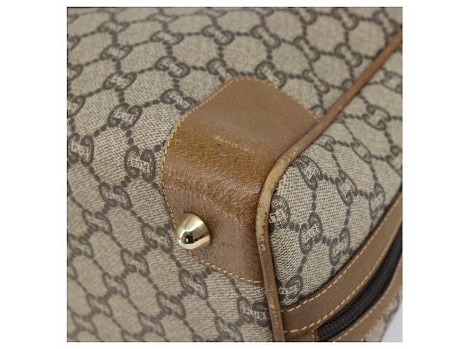 Borsa Boston GUCCI GG Plus Supreme PVC Beige Oro Auth 160615 D'oro - vista 9