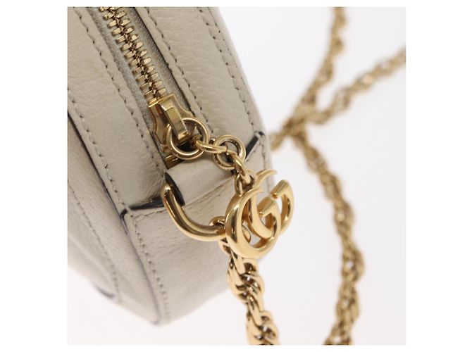 Borsa in pelle bianca e oro della linea Sherry GG Marmont di GUCCI 550618 Auth ka1140 Bianco D'oro - vista 10