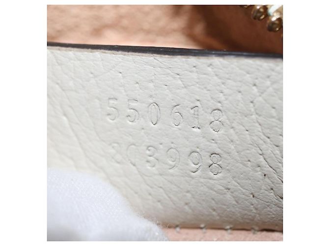 Borsa in pelle bianca e oro della linea Sherry GG Marmont di GUCCI 550618 Auth ka1140 Bianco D'oro - vista 12