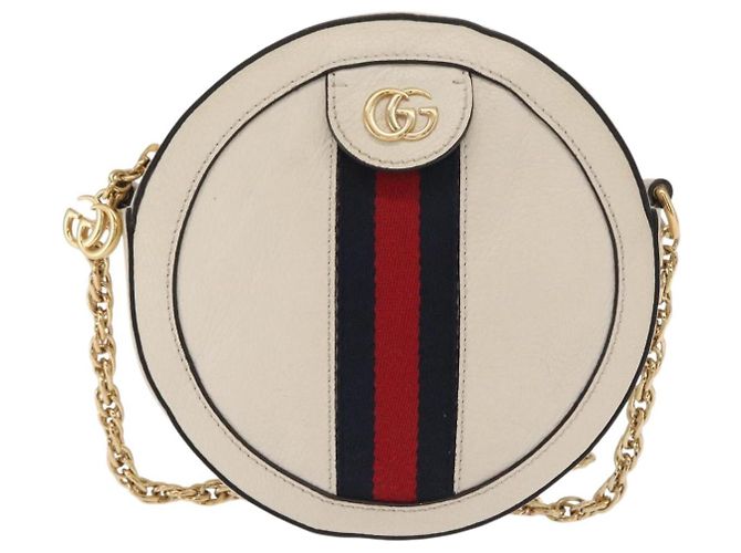 Borsa in pelle bianca e oro della linea Sherry GG Marmont di GUCCI 550618 Auth ka1140 Bianco D'oro - vista 13
