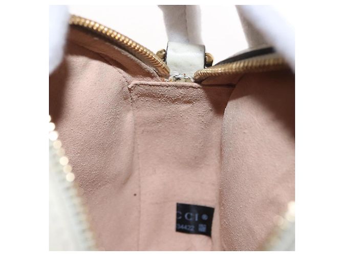 Borsa in pelle bianca e oro della linea Sherry GG Marmont di GUCCI 550618 Auth ka1140 Bianco D'oro - vista 19
