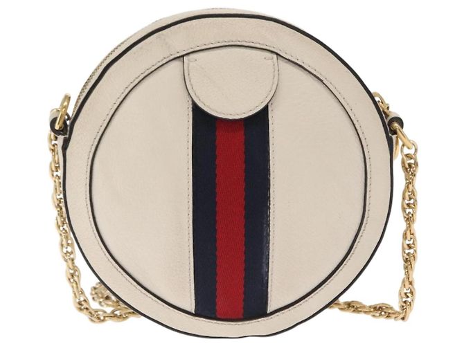 Borsa in pelle bianca e oro della linea Sherry GG Marmont di GUCCI 550618 Auth ka1140 Bianco D'oro - vista 2