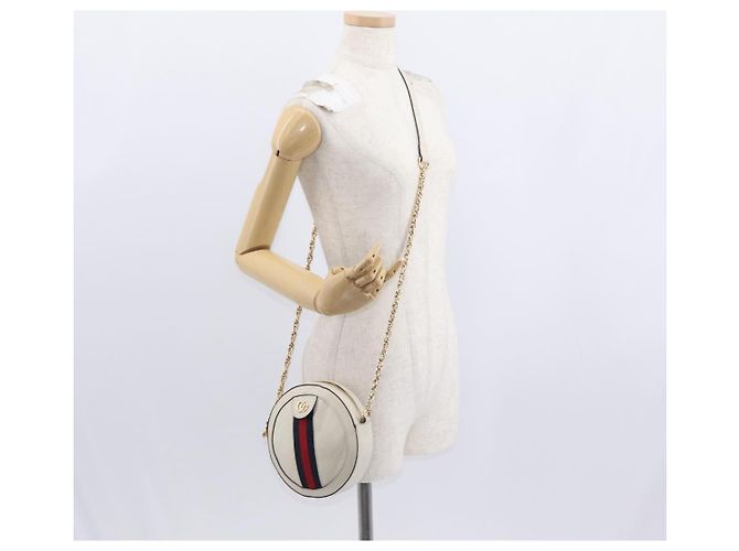 Borsa in pelle bianca e oro della linea Sherry GG Marmont di GUCCI 550618 Auth ka1140 Bianco D'oro - vista 20