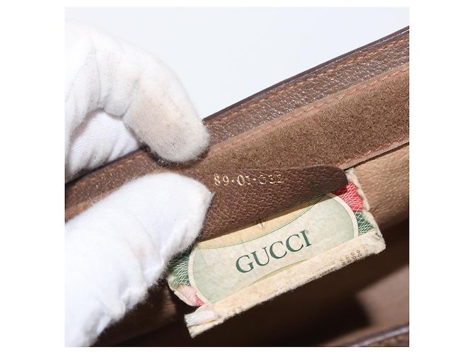 GUCCI GG Supreme Web Sherry Line Clutch Bag PVC Beige Rosso 89 01 032 Auth 157755 - vista 12