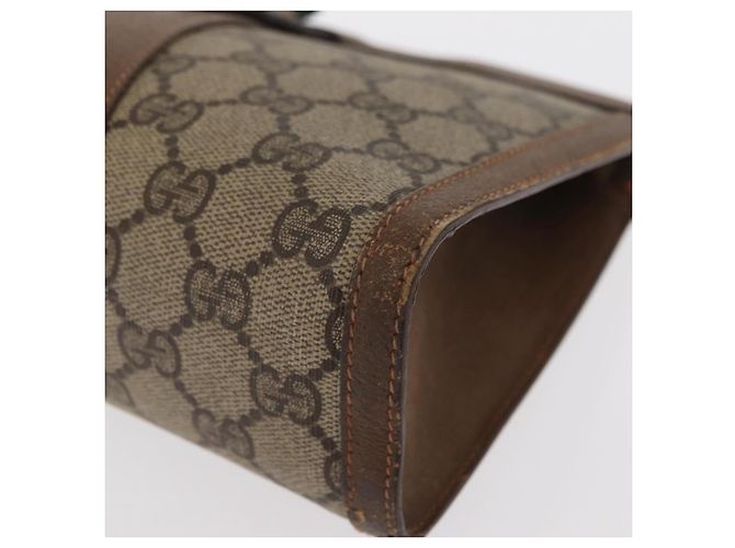 GUCCI GG Supreme Web Sherry Line Clutch Bag PVC Beige Rosso 89 01 032 Auth 157755 - vista 14