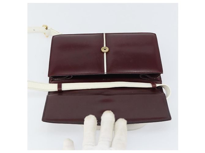 Céline Borsa a Spalla CELINE Macadam Horsebit in Pelle Bordeaux Oro Auth 157361 D'oro Bordò - vista 10