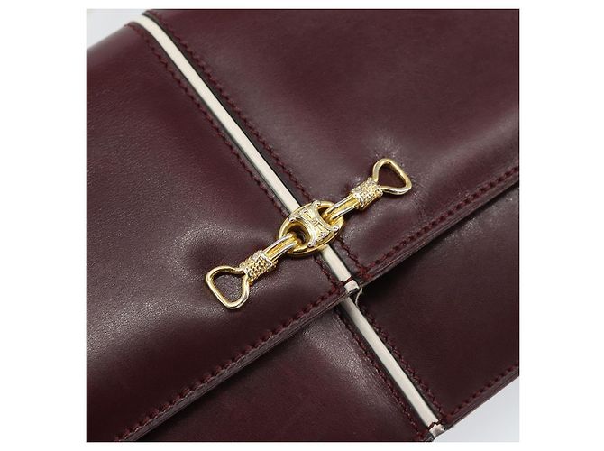 Céline Borsa a Spalla CELINE Macadam Horsebit in Pelle Bordeaux Oro Auth 157361 D'oro Bordò - vista 17