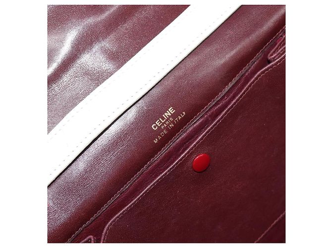 Céline Borsa a Spalla CELINE Macadam Horsebit in Pelle Bordeaux Oro Auth 157361 D'oro Bordò - vista 18