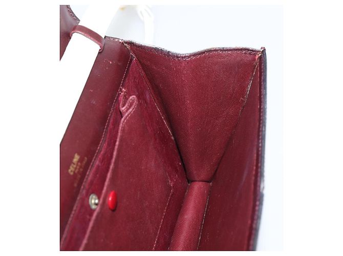 Céline Borsa a Spalla CELINE Macadam Horsebit in Pelle Bordeaux Oro Auth 157361 D'oro Bordò - vista 19