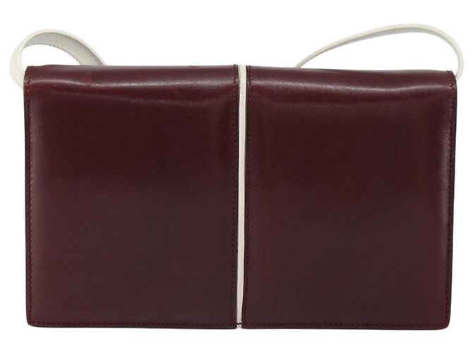 Céline Borsa a Spalla CELINE Macadam Horsebit in Pelle Bordeaux Oro Auth 157361 D'oro Bordò - vista 2