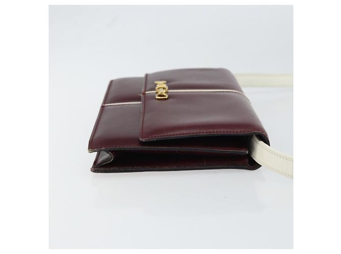 Céline Borsa a Spalla CELINE Macadam Horsebit in Pelle Bordeaux Oro Auth 157361 D'oro Bordò - vista 3