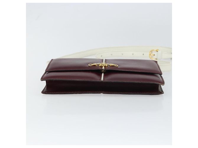 Céline Borsa a Spalla CELINE Macadam Horsebit in Pelle Bordeaux Oro Auth 157361 D'oro Bordò - vista 5