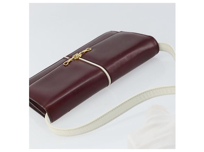 Céline Borsa a Spalla CELINE Macadam Horsebit in Pelle Bordeaux Oro Auth 157361 D'oro Bordò - vista 6