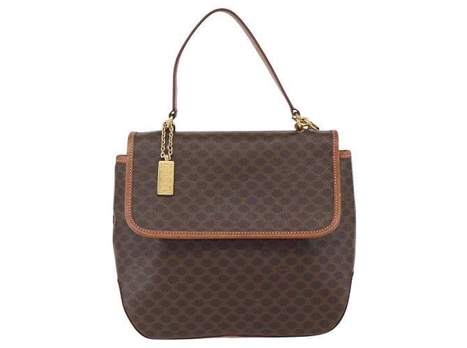 Céline Borsa a mano in tela Macadam CELINE in pelle PVC 2 in 1 marrone oro Auth 157312 D'oro - vista 13