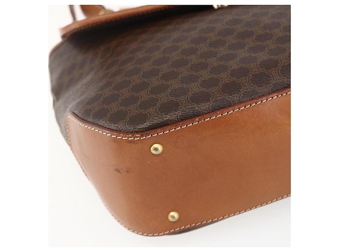 Céline Borsa a mano in tela Macadam CELINE in pelle PVC 2 in 1 marrone oro Auth 157312 D'oro - vista 17