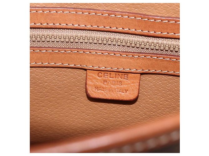 Céline Borsa a mano in tela Macadam CELINE in pelle PVC 2 in 1 marrone oro Auth 157312 D'oro - vista 19