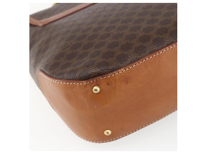 Céline Borsa a mano in tela Macadam CELINE in pelle PVC 2 in 1 marrone oro Auth 157312 D'oro - vista 9