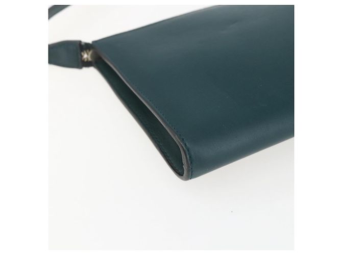 Salvatore Ferragamo Pochette Accessorio Gancini in Pelle Verde Argento Auth 158715 - vista 14