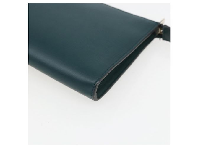 Salvatore Ferragamo Pochette Accessorio Gancini in Pelle Verde Argento Auth 158715 - vista 15