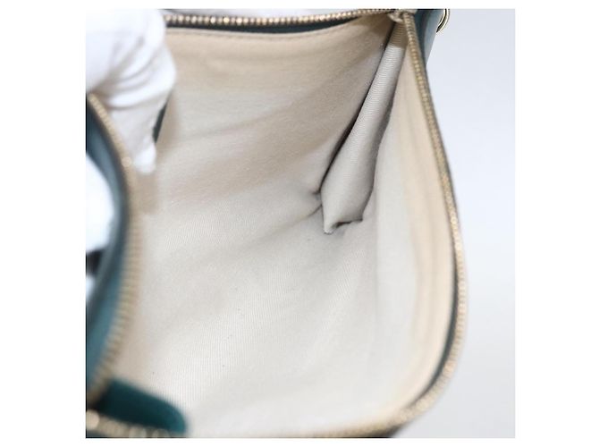 Salvatore Ferragamo Pochette Accessorio Gancini in Pelle Verde Argento Auth 158715 - vista 17