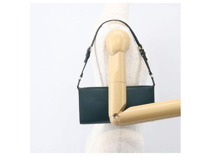 Salvatore Ferragamo Pochette Accessorio Gancini in Pelle Verde Argento Auth 158715 - vista 19