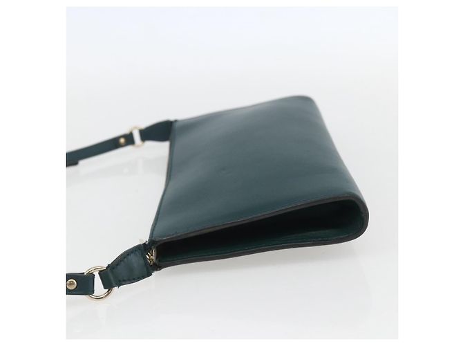 Salvatore Ferragamo Pochette Accessorio Gancini in Pelle Verde Argento Auth 158715 - vista 3