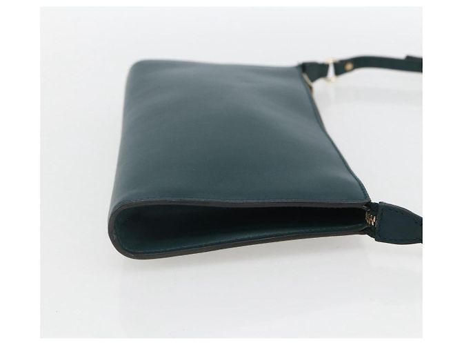 Salvatore Ferragamo Pochette Accessorio Gancini in Pelle Verde Argento Auth 158715 - vista 4