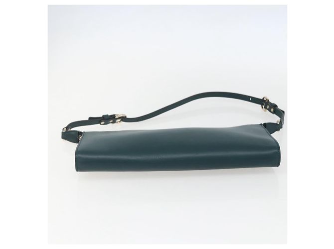Salvatore Ferragamo Pochette Accessorio Gancini in Pelle Verde Argento Auth 158715 - vista 5