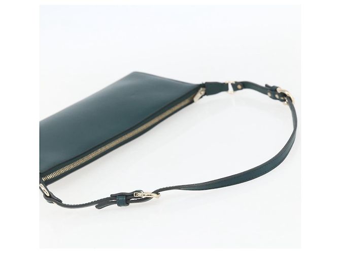Salvatore Ferragamo Pochette Accessorio Gancini in Pelle Verde Argento Auth 158715 - vista 7