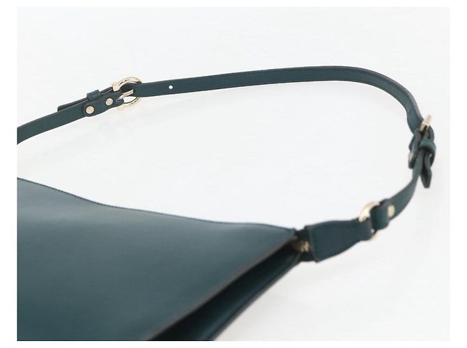 Salvatore Ferragamo Pochette Accessorio Gancini in Pelle Verde Argento Auth 158715 - vista 8