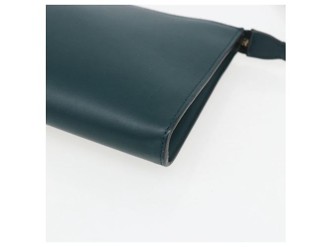Salvatore Ferragamo Pochette Accessorio Gancini in Pelle Verde Argento Auth 158715 - vista 9