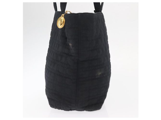 Borsa a Spalla Christian Dior Nylon Nero Oro Auth ka1164 D'oro - vista 5