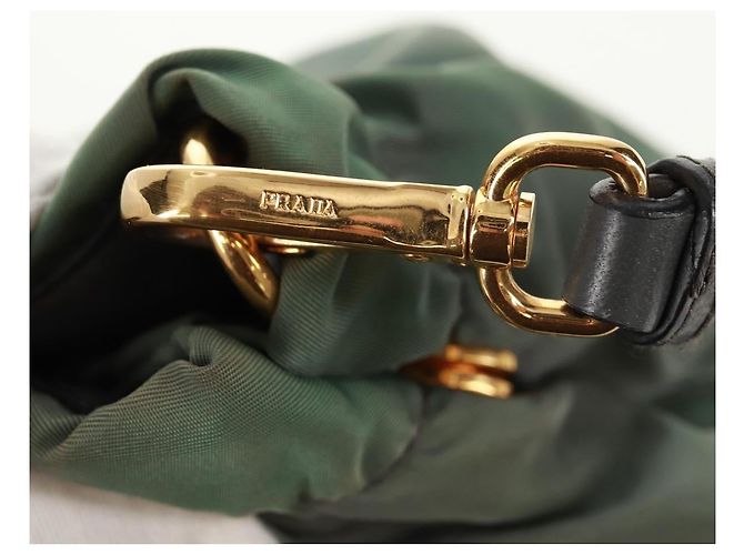 PRADA Borsa a Mano Nylon 2 vie Kaki Oro Auth bs31881 D'oro Cachi - vista 10