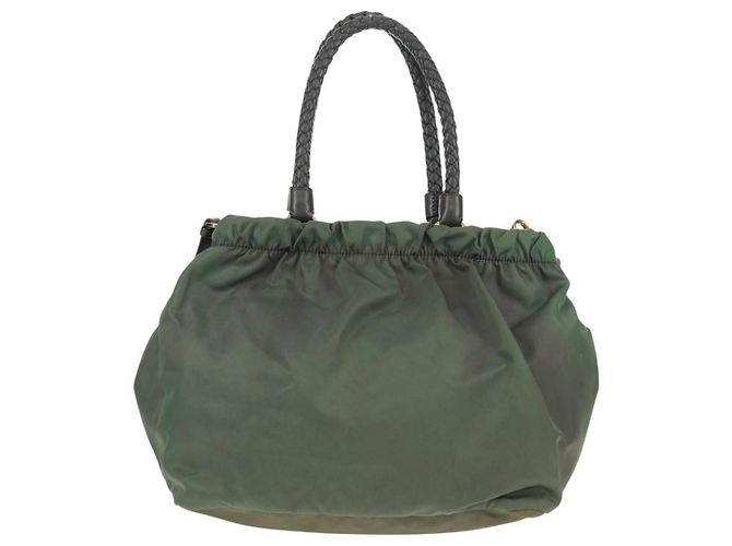 PRADA Borsa a Mano Nylon 2 vie Kaki Oro Auth bs31881 D'oro Cachi - vista 2