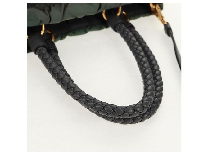 PRADA Borsa a Mano Nylon 2 vie Kaki Oro Auth bs31881 D'oro Cachi - vista 7