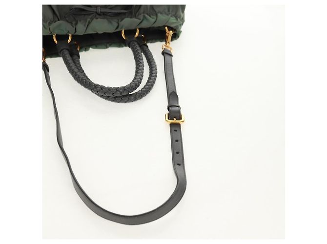 PRADA Borsa a Mano Nylon 2 vie Kaki Oro Auth bs31881 D'oro Cachi - vista 8