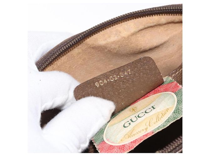 Borsa Sherry Line GG Supreme Web di GUCCI in PVC beige e oro 904 02 047 Auth ka1026 D'oro - vista 12