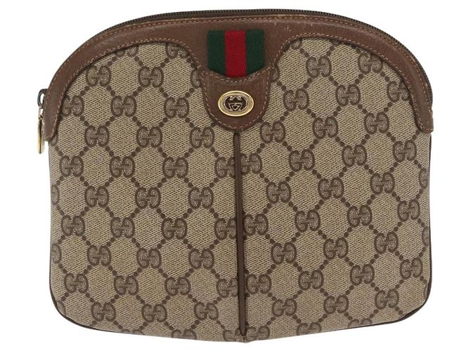 Borsa Sherry Line GG Supreme Web di GUCCI in PVC beige e oro 904 02 047 Auth ka1026 D'oro - vista 13