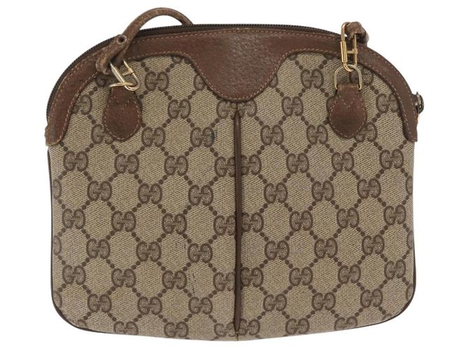 Borsa Sherry Line GG Supreme Web di GUCCI in PVC beige e oro 904 02 047 Auth ka1026 D'oro - vista 2