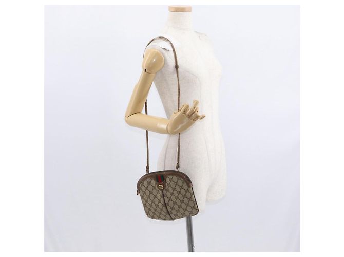Borsa Sherry Line GG Supreme Web di GUCCI in PVC beige e oro 904 02 047 Auth ka1026 D'oro - vista 22